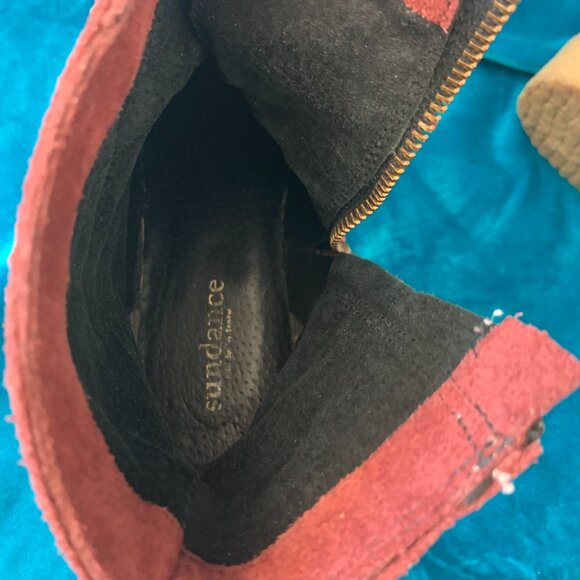 Sundance ankle boots Womens SZ 8 Suede boots with fringe - Brick red color - Picture 5 of 5